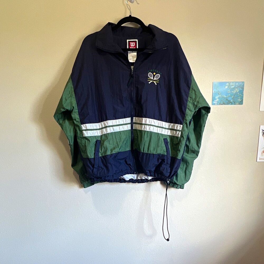 Wilson Fircrest Tennis Club Colorblock Full Zip Windbreaker Jacket Men's M VTG